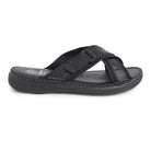 Black Ergon men's spring field outdoor leather slipper, showing the casual slip-on design and textured outdoor sole.