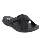 Black Ergon men's spring field outdoor leather slipper with sturdy sole, comfortable slip-on design, ideal for outdoor casual wear.