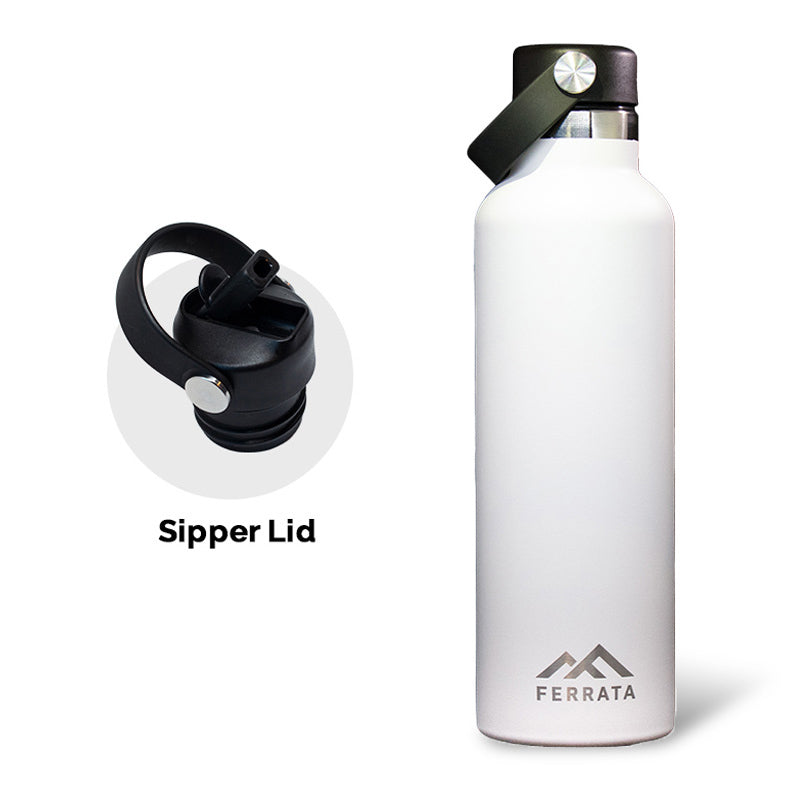 Ferrata Stainless Steel 700 ml Sipper Lid Water Bottle - White / 700 ml