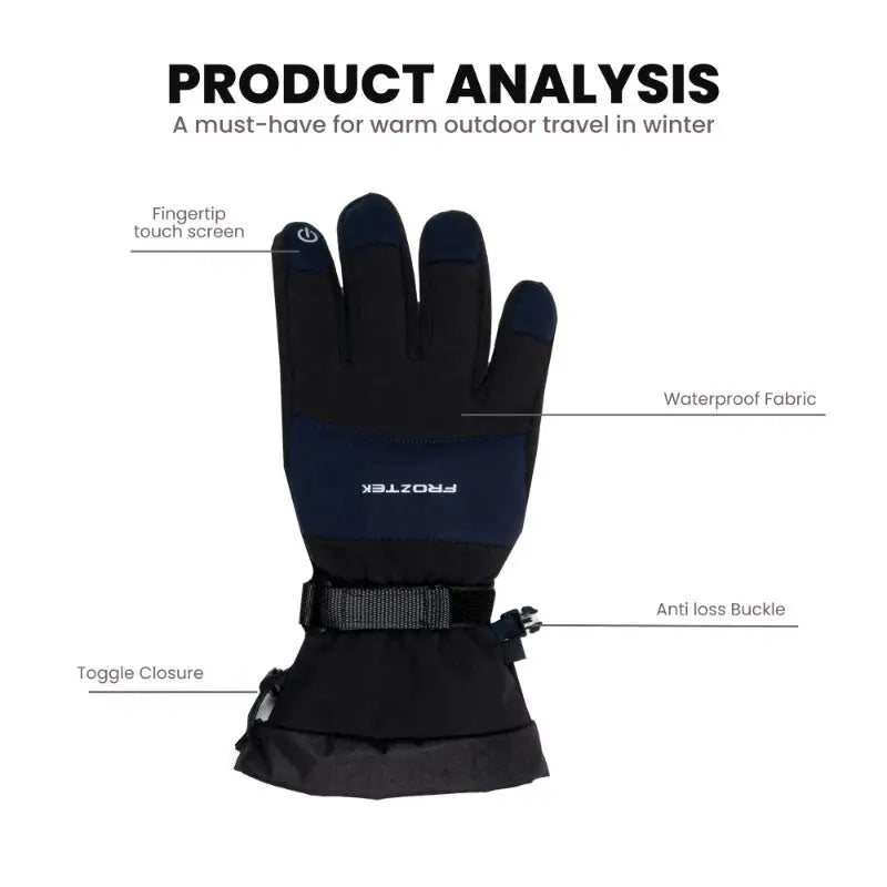 Froztek Montana Waterproof Winter Gloves with Touchscreen Fingers | Insulated Softshell Trekking & Snow Gloves