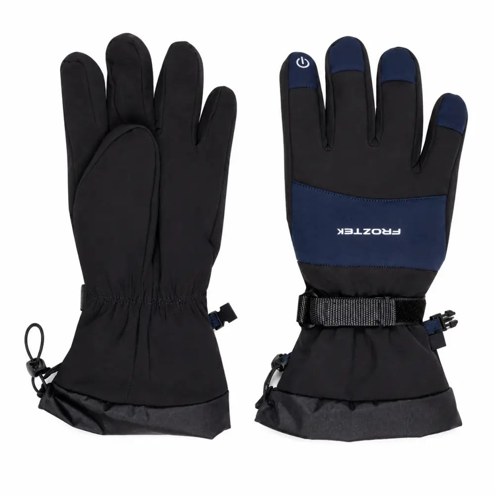 Froztek Montana Waterproof Winter Gloves with Touchscreen Fingers | Insulated Softshell Trekking & Snow Gloves - Black
