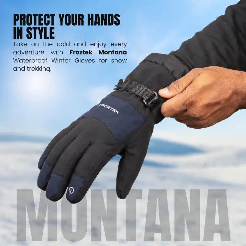 Froztek Montana Waterproof Winter Gloves with Touchscreen Fingers | Insulated Softshell Trekking & Snow Gloves