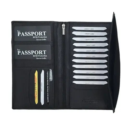 Gokyo Leather Passport Folder - Black - Travel Essentials