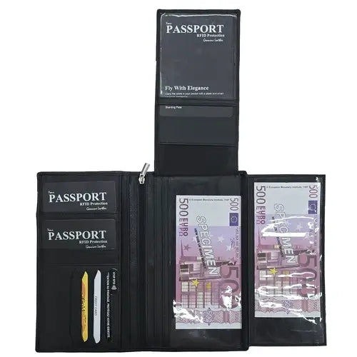 Gokyo Leather Passport Folder - Black - Travel Essentials