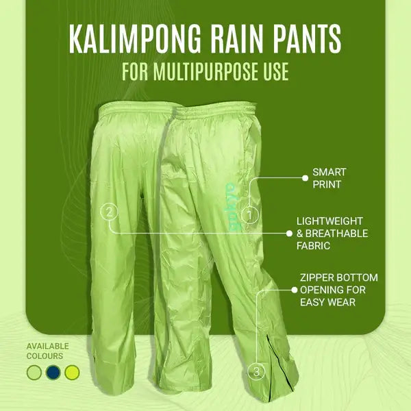 Gokyo Men’s Kalimpong Rain Pants – Water Resistant Breathable & Seam Taped - Rainwear