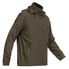 Indian Sports Gear men's waterproof army jacket made of anti-pilling fleece fabric in olive green, 100% polyester.