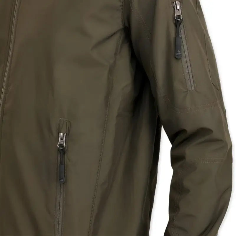 Indian Sports Gear men's waterproof army jacket made of anti-pilling fleece fabric, 100% polyester, in olive green.