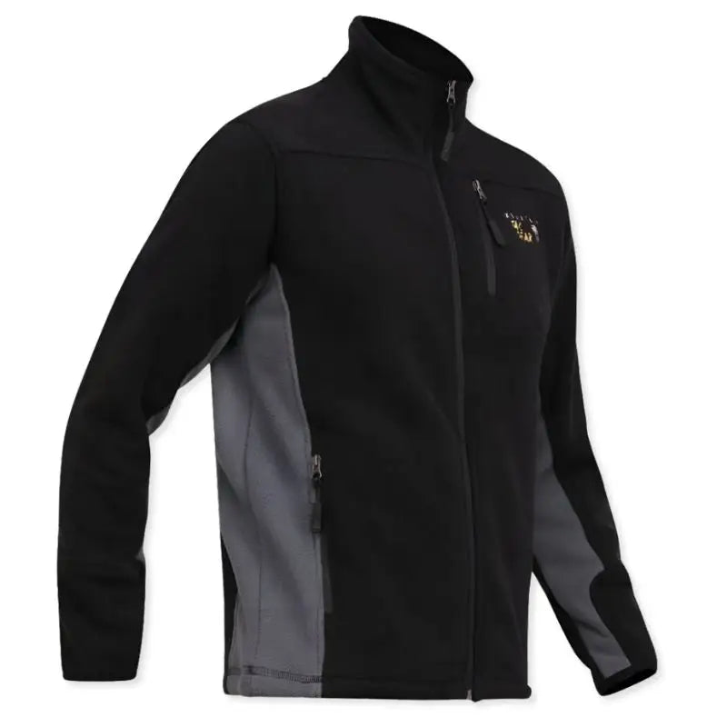Indian Sports Gear men's black and gray anti-pilling fleece winter jacket, windproof 100% polyester jacket for cold weather.