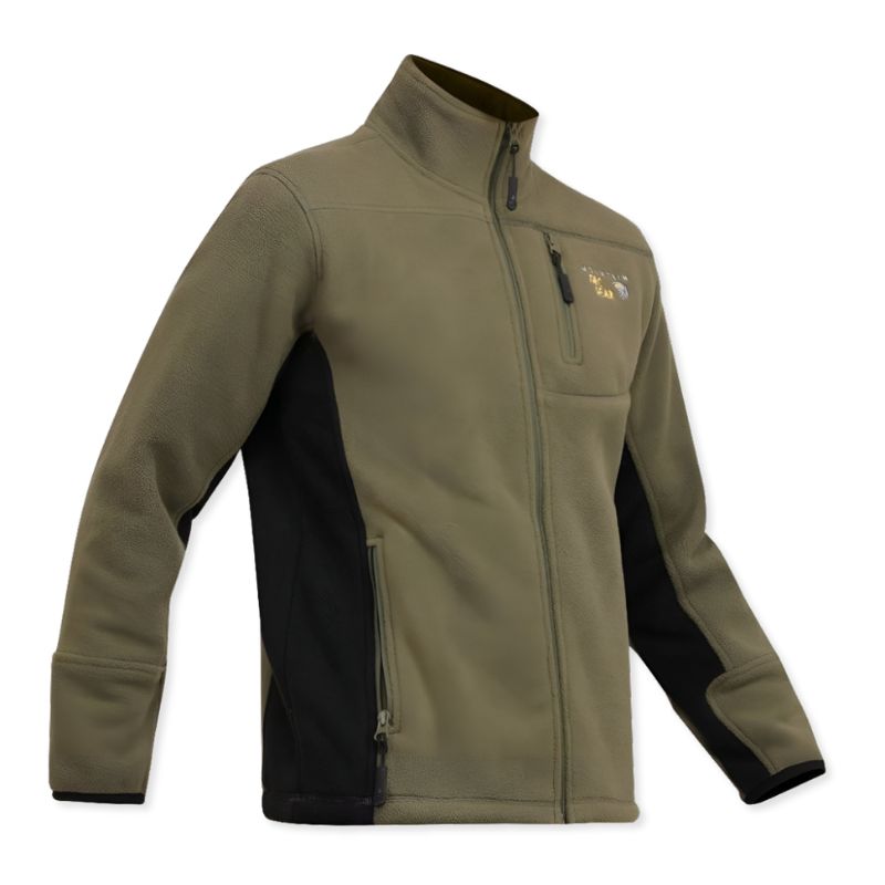 Indian Sports Gear men's anti-pilling fleece winter jacket in green and black, windproof 100% polyester jacket with a full front zipper.