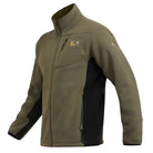 Indian Sports Gear men's winter jacket made of anti-pilling fleece, windproof, in green and black polyester fabric.