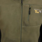 Indian Sports Gear men's anti-pilling fleece winter jacket in green and black, windproof and 100% polyester for cold weather.