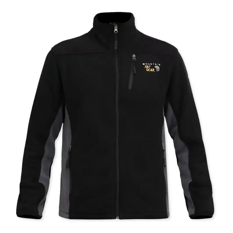 Indian Sports Gear men's black and gray anti-pilling fleece winter jacket made of 100% polyester, windproof and warm.