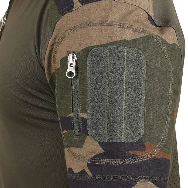 Green men's army tactical half sleeve T-shirt by Indian Sports Gear, featuring a rugged design and camouflage pattern.