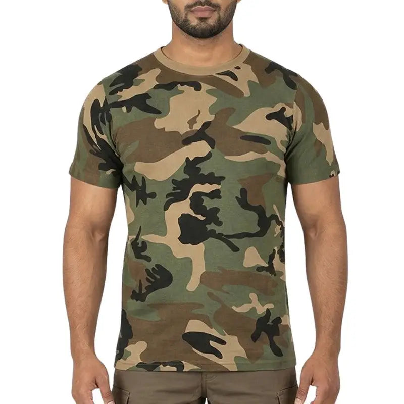 Indian Sports Gear Men’s Camouflage Half Sleeves T Shirt - Green / S - T-shirt