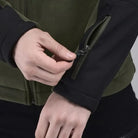 Indian Sports Gear men's defender fleece jacket in black with olive green accents, designed for warm winter wear.