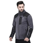 Indian Sports Gear men's Defender fleece winter jacket in gray and black, warm and cozy for cold weather.