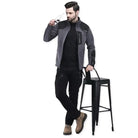 Indian Sports Gear men's defender fleece winter jacket in grey and black, warm and cozy for cold weather.