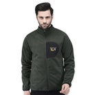 Indian Sports Gear men's tactical wind jacket with double fleece lining in green, designed for outdoor sports and active wear.