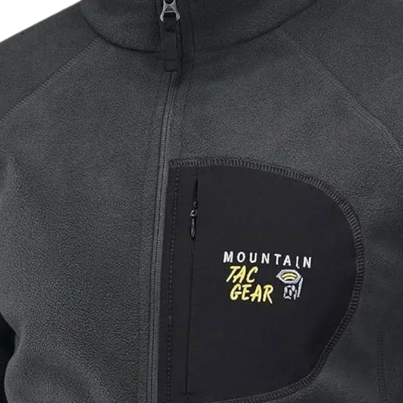 Indian Sports Gear men's tactical double fleece wind jacket in grey, designed for outdoor sports and cold weather activities.
