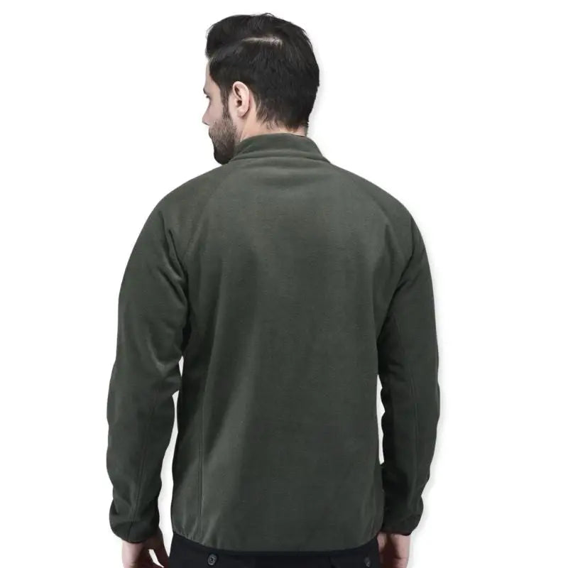 Indian Sports Gear men's tactical wind fleece jacket in green, designed for outdoor sports and active wear.
