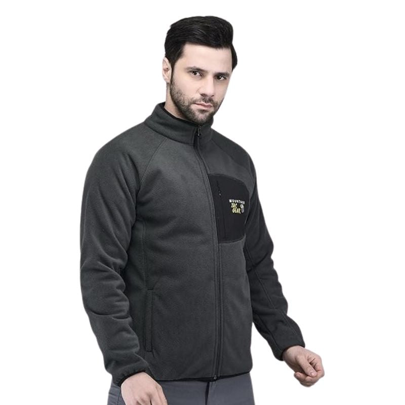 Indian Sports Gear men's mountain tactical wind jacket in grey with double fleece lining, designed for outdoor sports and tactical use.