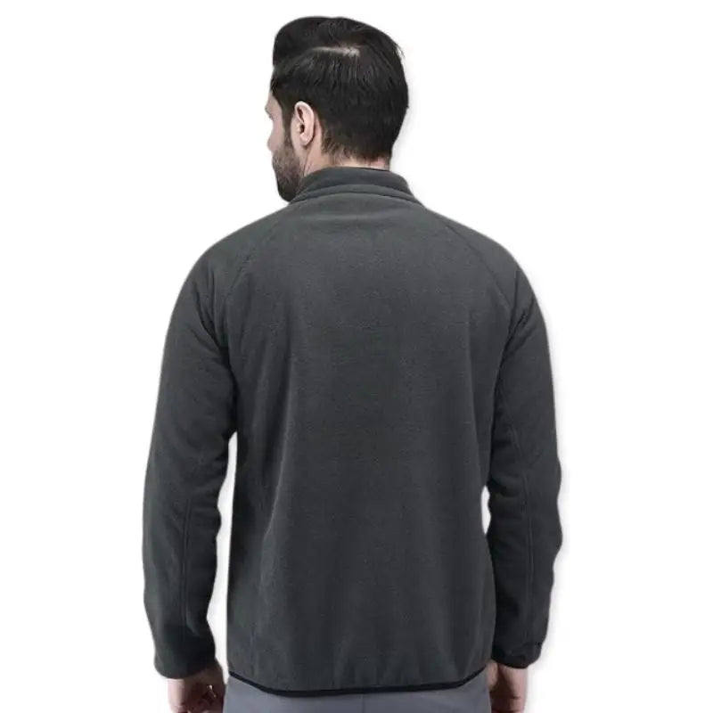 Indian Sports Gear men's mountain tactical double fleece wind jacket in grey, designed for outdoor sports and tactical activities.