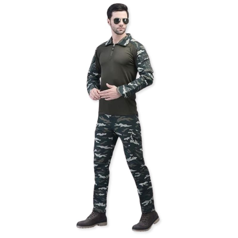 Indian Sports Gear men's Cobra combat tactical cargo pants in green with multiple pockets and durable fabric.