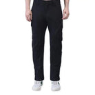 Indian Sports Gear men's black nylon lycra stretchable cargo pants, lightweight and comfortable for active wear.