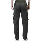 Green men's stretchable nylon lycra cargo pants by Indian Sports Gear, featuring multiple pockets and comfortable fit.