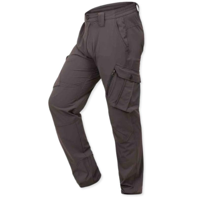 Indian Sports Gear men's nylon Lycra cargo pants in gray, stretchable and comfortable for active wear.