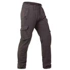 Stretchable men's nylon Lycra cargo pants by Indian Sports Gear, shown in grey with a relaxed fit and multiple pockets.