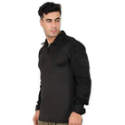 Indian Sports Gear men's regular fit tactical full sleeves T-shirt in black, designed for active sports and casual wear.