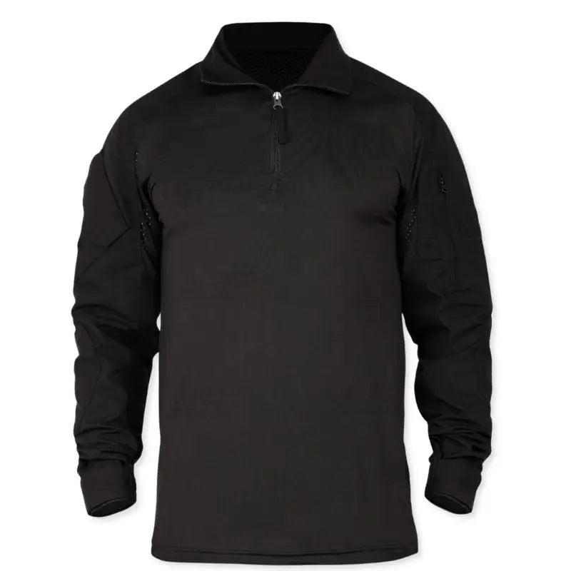 Indian Sports Gear men's tactical full sleeves T-shirt in black, regular fit, made for active sports and outdoor activities.