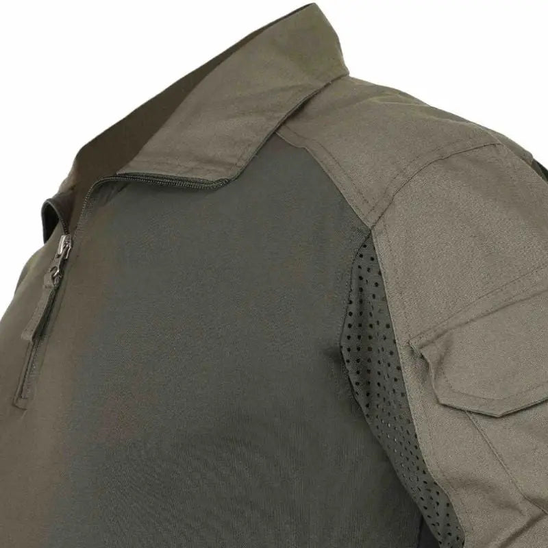 Green men's tactical full sleeves T-shirt by Indian Sports Gear, regular fit, ideal for sports and active wear.