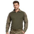Indian Sports Gear men's tactical full sleeves T-shirt in green, regular fit, made for sports and active wear.