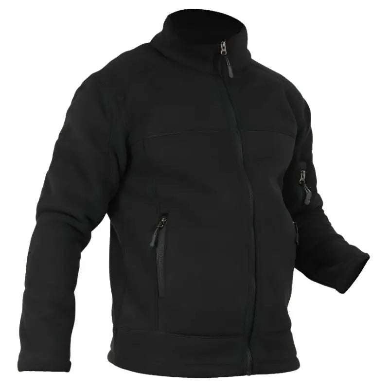Indian Sports Gear men's solid army tactical winter jacket, black, with multiple pockets and insulated design for cold weather.
