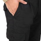 Black men's tactical cargo pants by Indian Sports Gear, designed for durability and functional army-style performance.