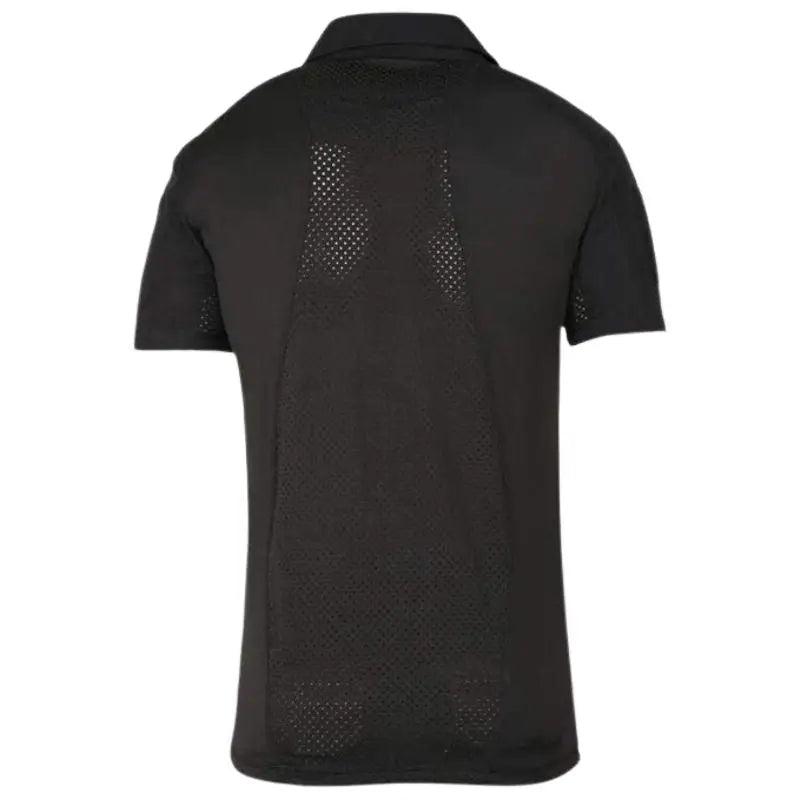 Indian Sports Gear men's tactical half-sleeves T-shirt with quarter front zipper, lightweight black fabric, casual athletic style.
