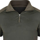 Indian Sports Gear men's tactical half-sleeves T-shirt with 1/4 front zipper, lightweight, green color, designed for active sports.