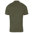 Green men's tactical polo T-shirt by Indian Sports Gear with front buttons and Velcro pockets, designed for active wear.