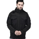 Indian Sports Gear men's tactical soft shell wind jacket, water-resistant and windproof, black, suitable for outdoor sports and activities.