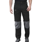 Indian Sports Gear men's Voyager detachable cargo pants in black and gray, featuring multiple pockets and a comfortable fit.