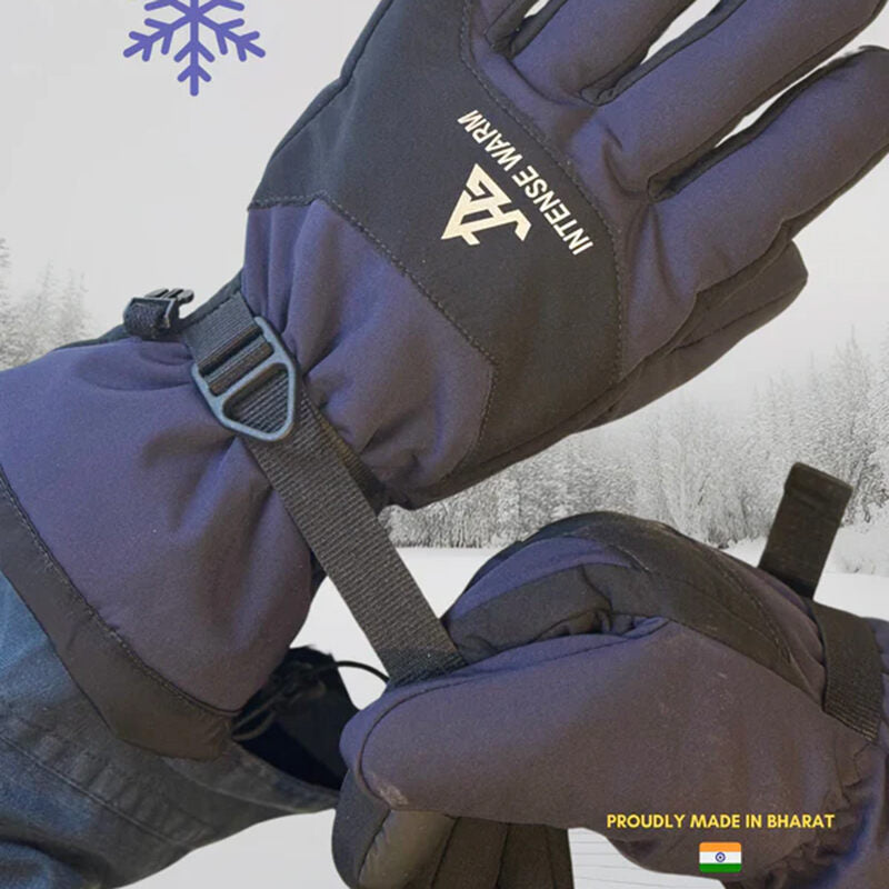 JAG Men's Arctic Pro snow gloves in navy black with insulated design, waterproof exterior, and adjustable wrist straps.