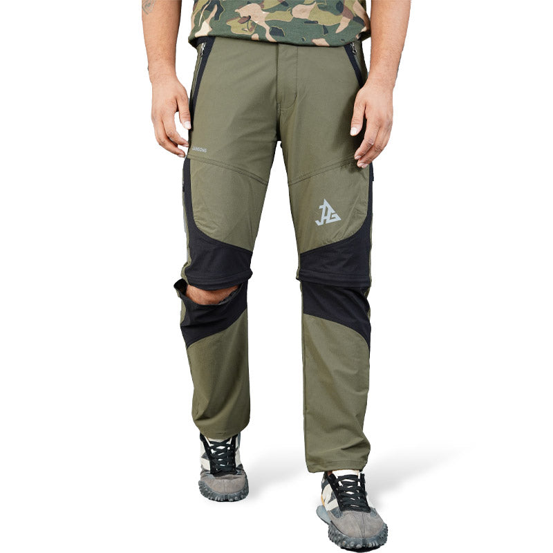 JAG Men's Delta 2.0 convertible hiking pants in black with six cargo pockets, designed for trekking and outdoor adventures.