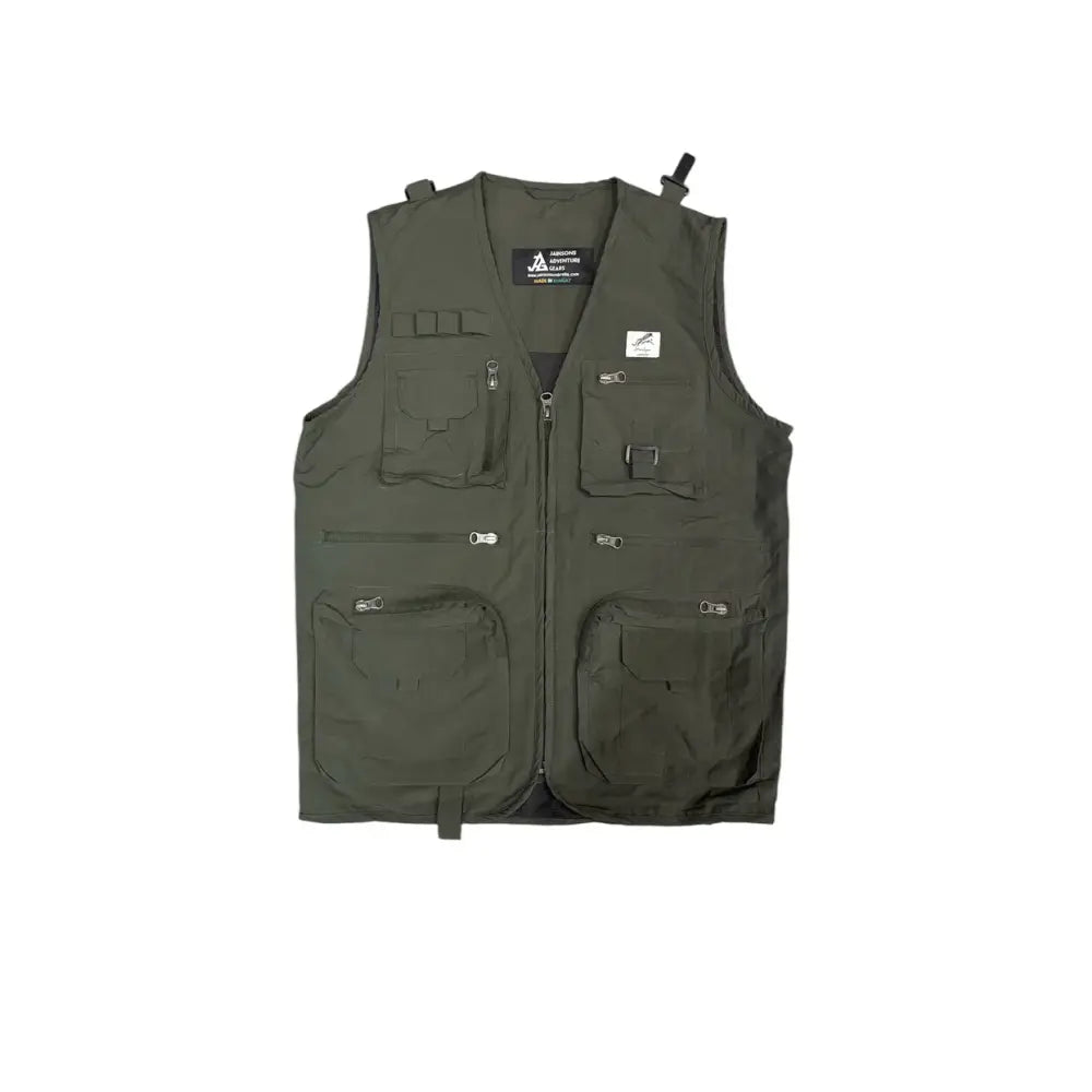 JAG Men’s Kaziranga Series 9 Pockets Safari & Travellers Jacket - Olive Green / M - Vest Jacket