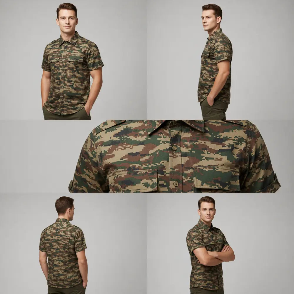 JAG Men’s Ranthambore Wildlife Half Sleeve Shirt |Outdoor Safaris | Forest Camo