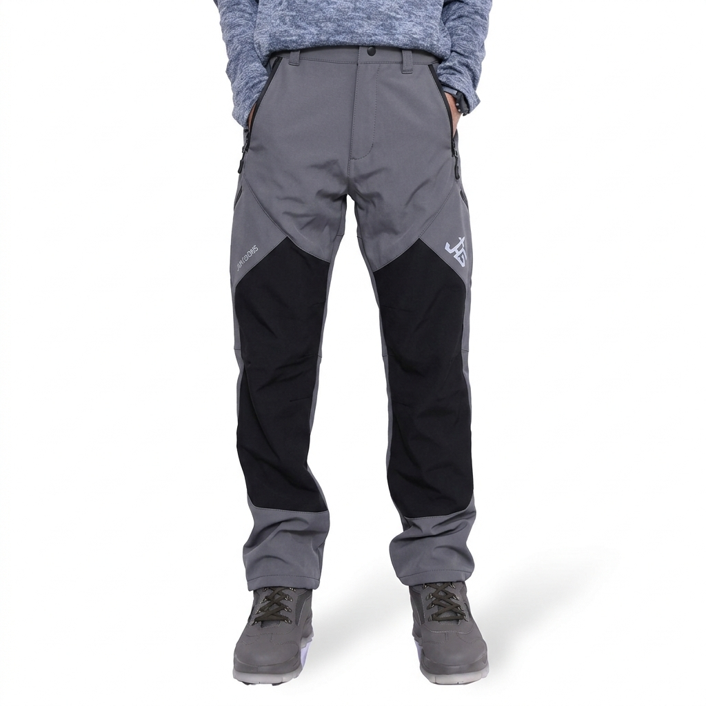 Men's snow-proof trekking pants by JAG from the Mt. Kailash series, featuring multiple pockets in gray and black cargo style.