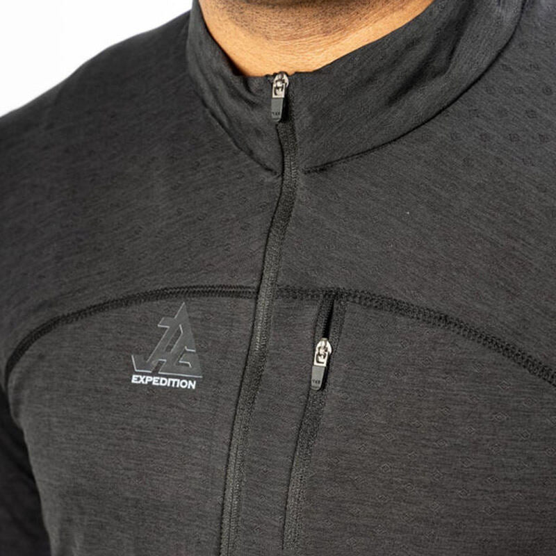 JAG men's UPF 50+ Summit Seeker Series full sleeves T-shirt in dark blue, showing the front design and fabric texture.