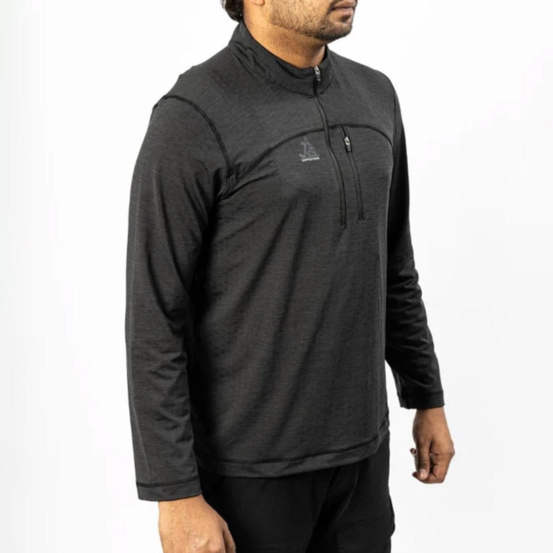 JAG Men's UPF 50+ Summit Seeker Series full sleeves T-shirt in navy with logo on chest, made for sun protection and comfort.