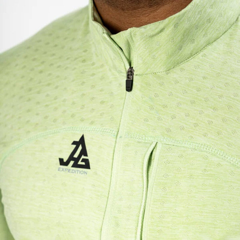 JAG men's UPF 50+ Summit Seeker Series full-sleeve T-shirt in light gray, showing the front design and fabric texture.